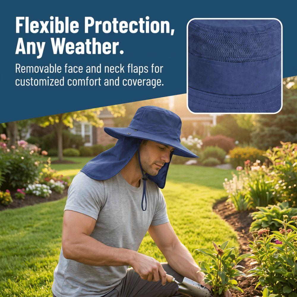 Removable Neck Flap Fishing Hat Nylon Sun Hat Durable Fishing Sun Hat Outdoor Hiking