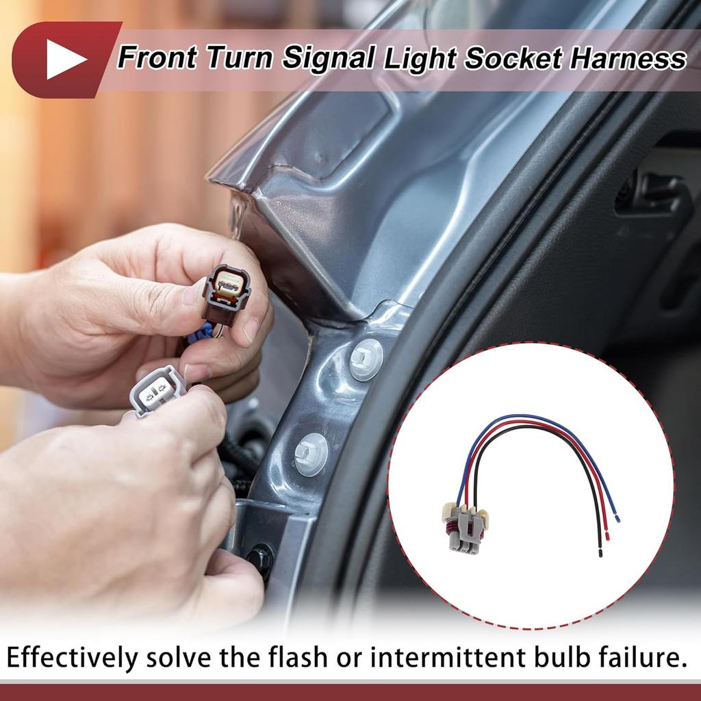 1 Set Front Turn Signal Light Socket Wiring for Freightliner Cascadia for Columbia M2 No.224394025/224-394-045 Lamp Bulb Pigtail Connector Harness