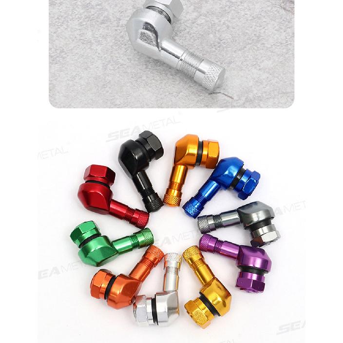 SEAMETAL 2PCS Universal Motorcycle Wheel Tire Valves Stem Cap Air Tire Cover 90 Degree CNC Aluminum Alloy Tubeless Valve Stems Valve Stems 1