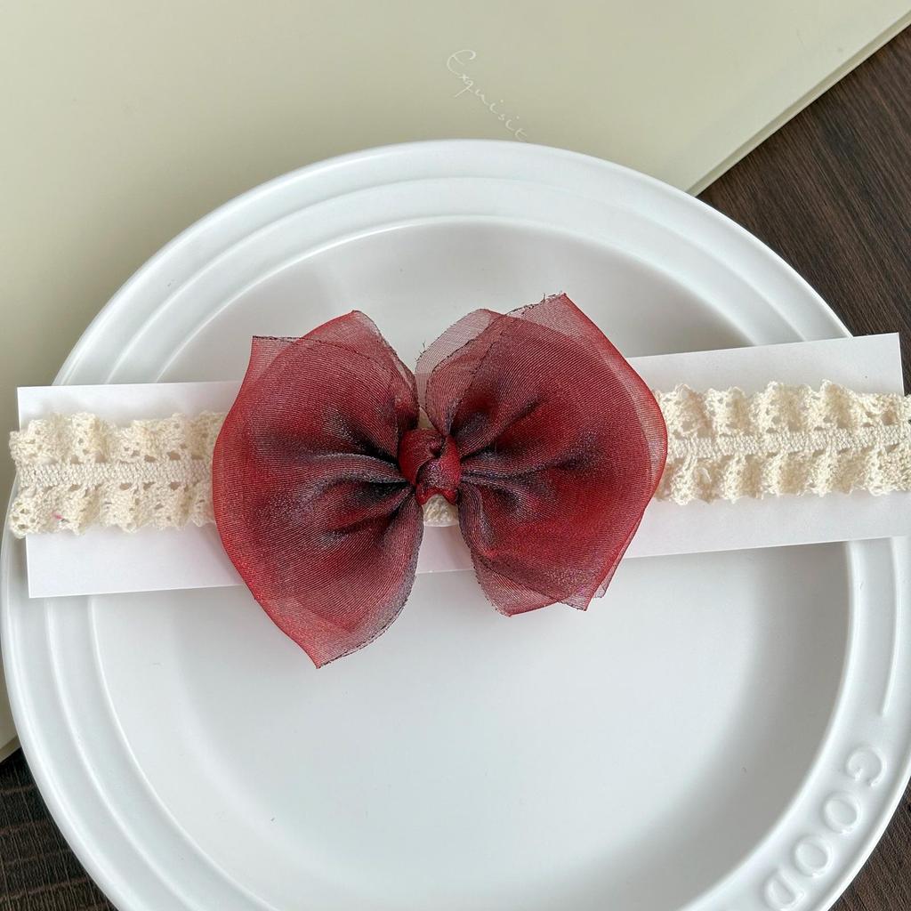 Korean Style Baby Headband: Pearlescent Gauze Bow for Girls' Full Moon, 100 Days, First Birthday, Princess Accessory