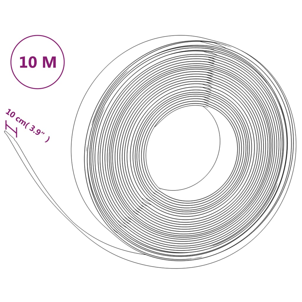 Lawn Edging Black 10 M * 10 Cm Polyethylene