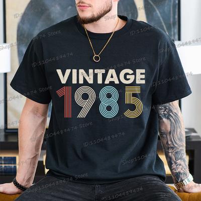 VINTAGE 1985 Printed T Shirt Men Birthday Years Letter Design Streetwear Fashion 1980 To 1994 Retro Short Sleeve T-shirts Man