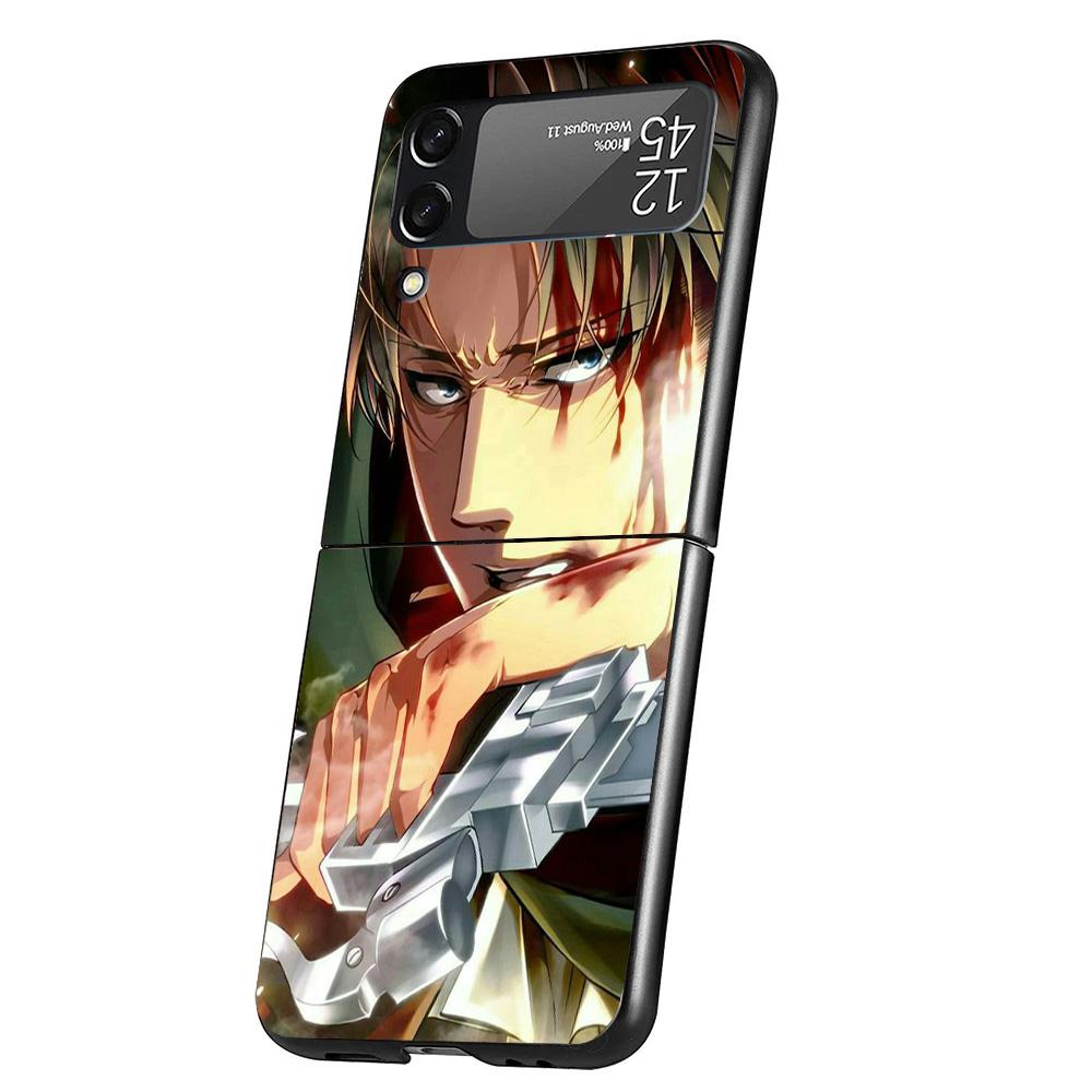 

Levi Attack Cover Phone Case For Samsung Galaxy Z Flip 7 6 5 4 3 5G Flip7 Flip6 Flip5 Flip4 Flip3 Black Fundas Shell Galaxy Z Fl Samsung Z Flip 4