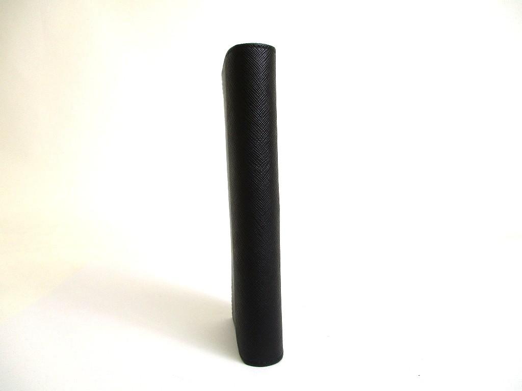 Authentic PRADA Saffiano Triangle Black Leather Bifold Long Flap Wallet #b088  Seller Refurbished