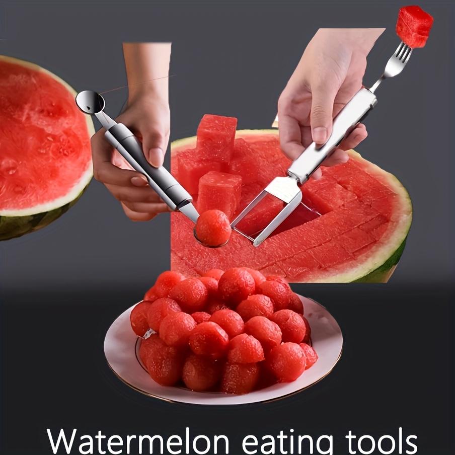 3pcs Set Stainless Steel Watermelon Slicer and Baller, Easy Cut Fruit Cutter, Summer Melon Dicing and Scooping Tool