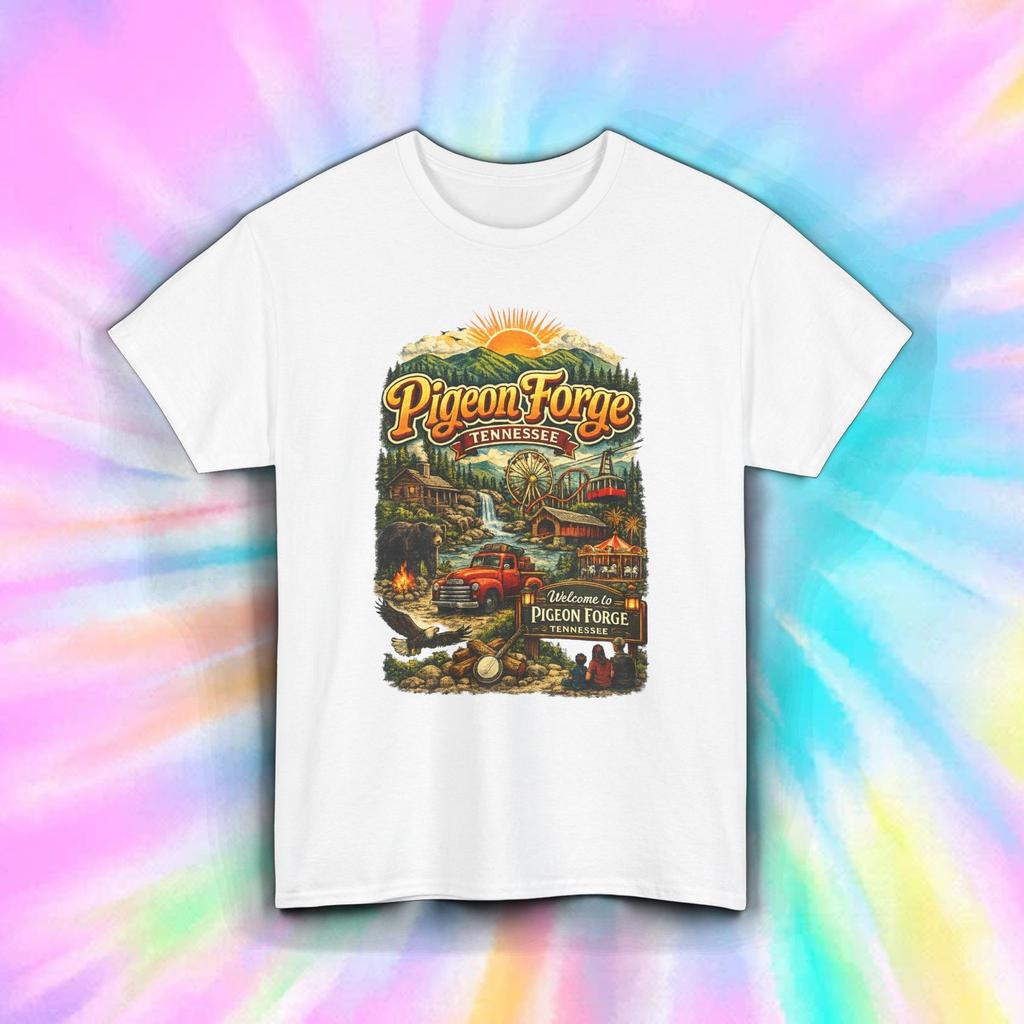 Pigeon Forge Tennessee Vintage Travel Smoky Mountains Graphic Tee S-5XL