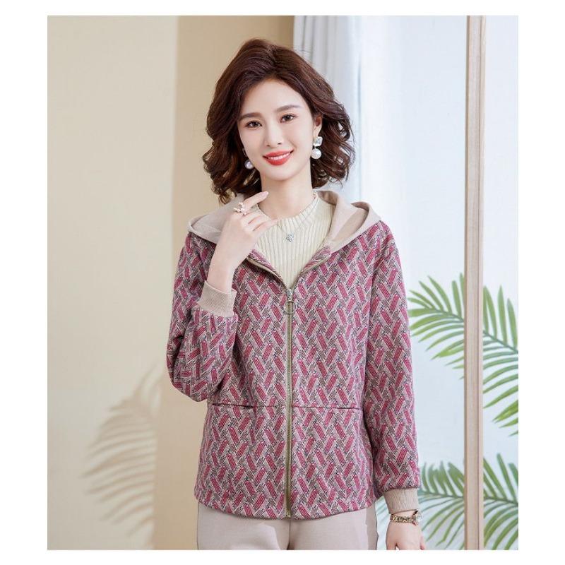

Autumn and Winter Women s Zippered Long-sleeved Cardigan Hooded Contrasting Color Coat Fashionable and Elegant Top XL червоний