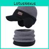 Knitted Winter Hat And Neck Warmer Set With Fleece Lining For Men Outdoor Cold Weather