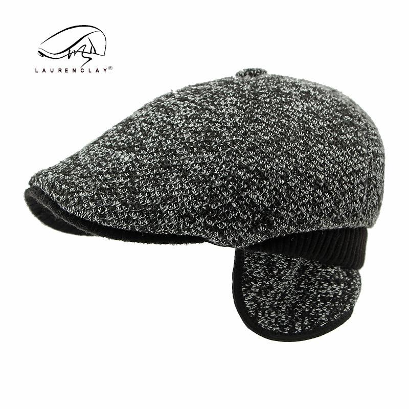 In the elderly woolen hat men's autumn and winter cap piled thickened warm beret ear protector octagonal hat tide
