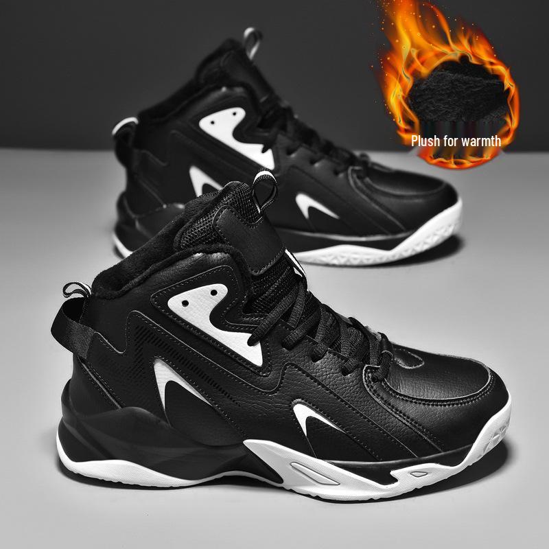 Мужские кожаные кроссовки большого размера с флисовой подкладкой - Теплые легкие повседневные кроссовки 4847 41 3849₽