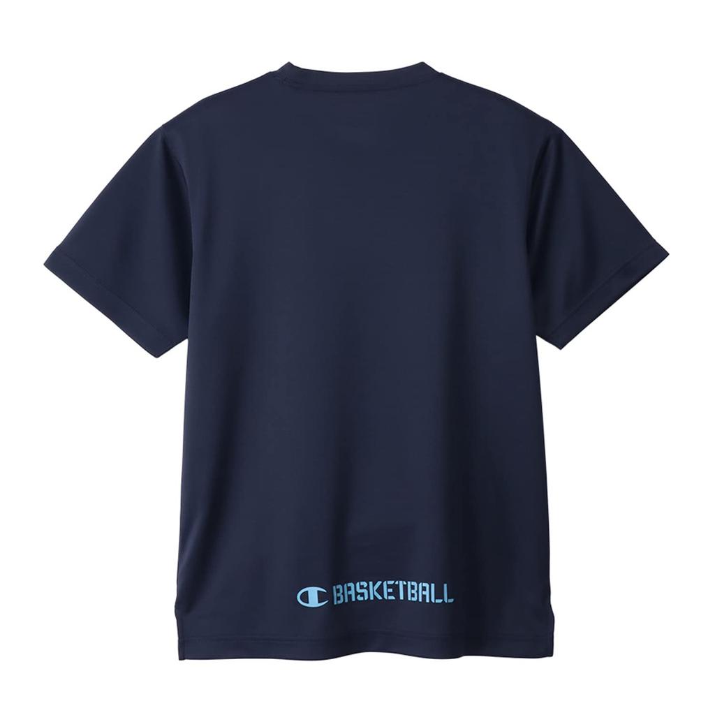 Pantaloni Scurți de Baschet Champion Rotund Miros Rapid Logo Grafic Mărimea 140 Tricou pentru Copii, Mânecă, Gât, Antibacterian, Rezistent, Uscare, Imprimeu, Bleumarin,