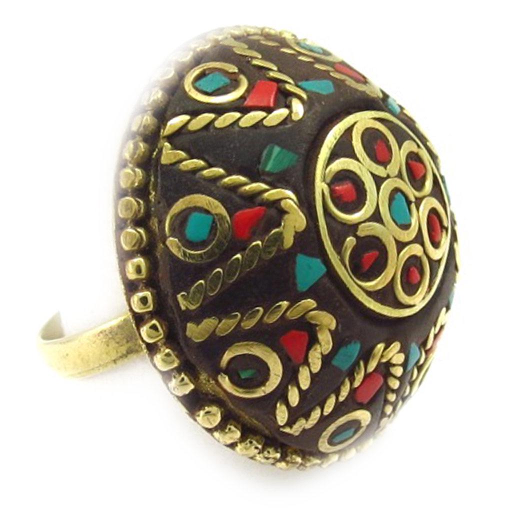 Les Trésors De Lily [K6515] - Bague Créateur 'Altaï' turquoise doré