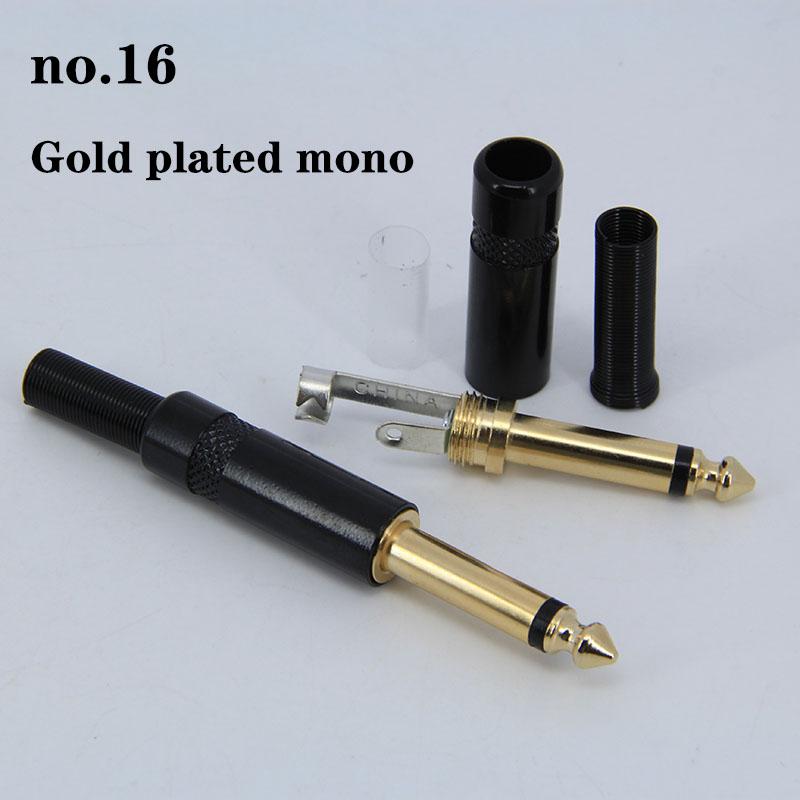 2pcs 2 3 Pole 6.35mm 6.5mm Audio Male Female Mono Stereo Solder Connector Plug Socket Gold Plated Metal Amplifier Mic Converter