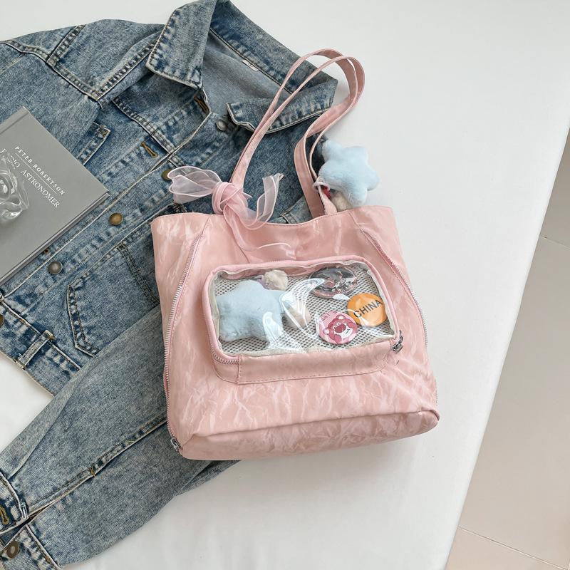 Fashion Transparent Shoulder Bag Women's 2025 New Versatile Simple Large-capacity Tote Bag, Foreign Style Student Backpack Tide