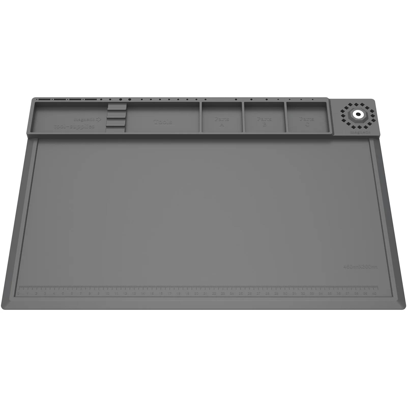 

Soldering Station Mat Silicone Work Repair Pad 932°F Heat-Resistant Magnetic Mat for Electronic Phone Laptop Watch Repair серый