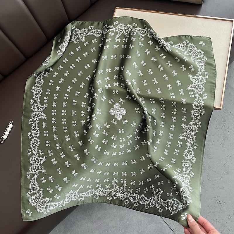 European and American Simple Cashew Print Square Scarf Fresh and Fashionable Temperament Imitation Silk Scarf for Women