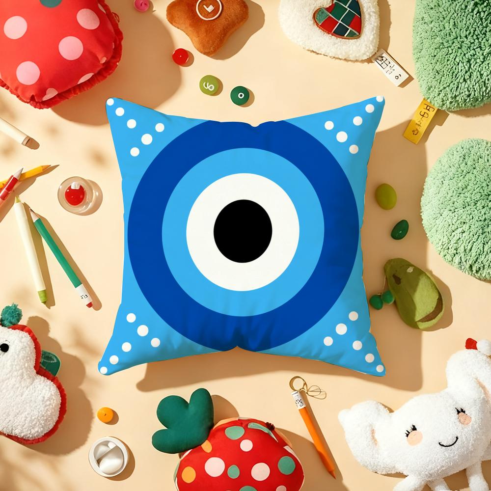Eye Evil Blue Cushion Cover Soft Short Plush DoubleSided Printing Home Decor Machine Washable Pillow Case Gift