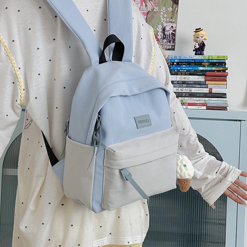 Contrast Color Backpack Junior High School Student Schoolbag Women's Lightweight Backpack