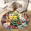1pc Christmas Pikachu & Friends Round Carpet - Anime Design, Holiday Gift, Office Chair Mat, Non-Slip Rug for Home Decor, Living Room