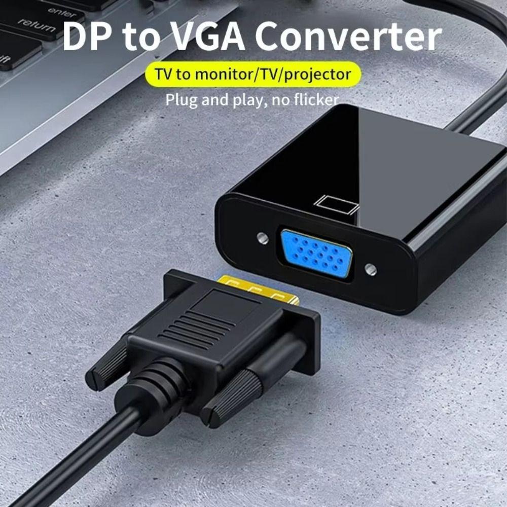 Male To Male DisplayPort To VGA Adapter Connecting Conversion HD Video Cable Computer Projector