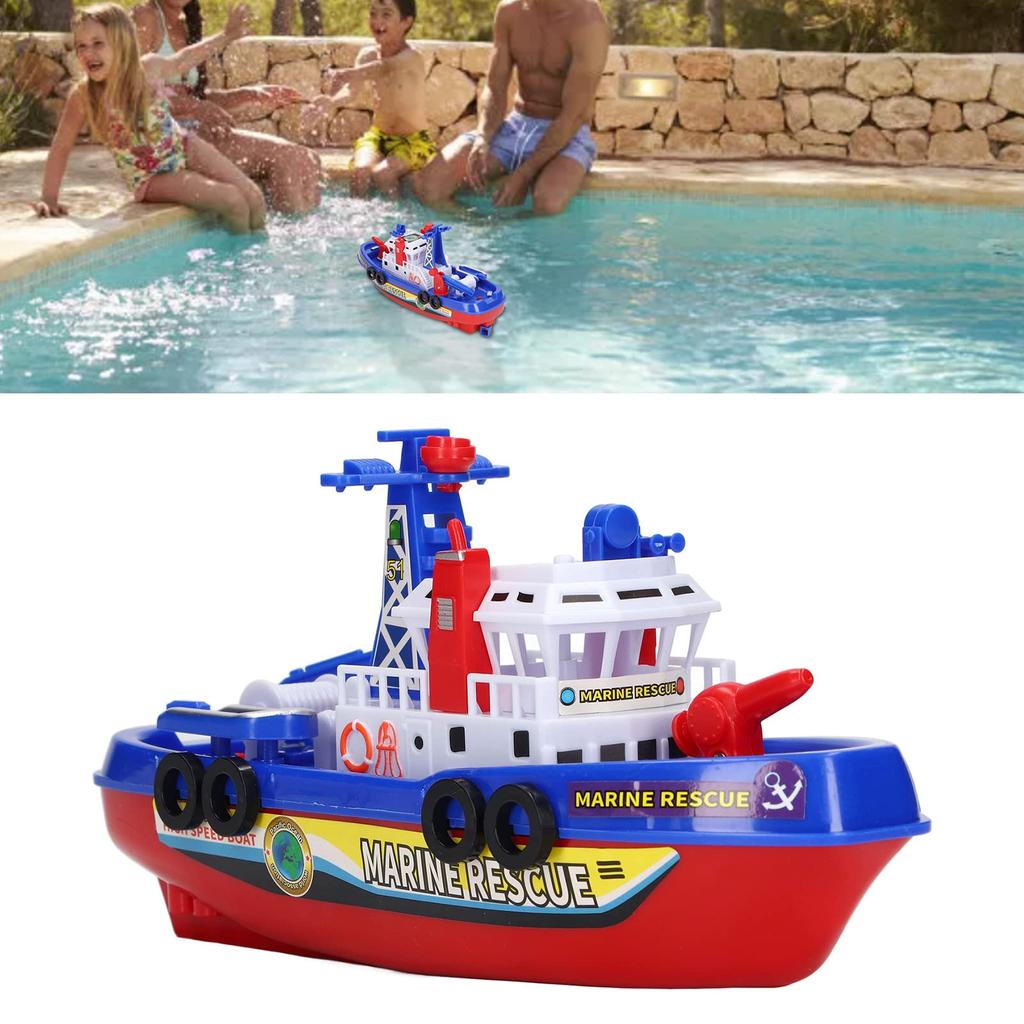 Urhomy Fire Boat Toy, Fountain Toy Ship with Music and Lights, Fireboat Toy, Water Spraying Ship Model, Electric Toy Ship Model, Fire Boat Toy,
