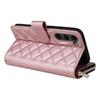 For Samsung Galaxy S23+ Case Rhombus Zipper Wallet Leather Phone Cover with Straps