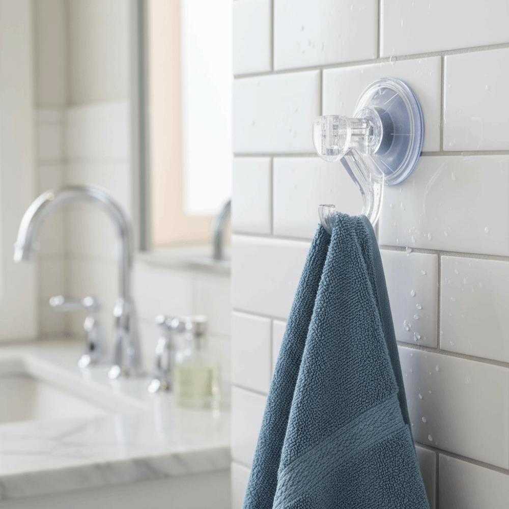 2PCS Transparent Shower Suction Hooks Plastic Kitchen Hook Suction Cup Hooks  Shower Use