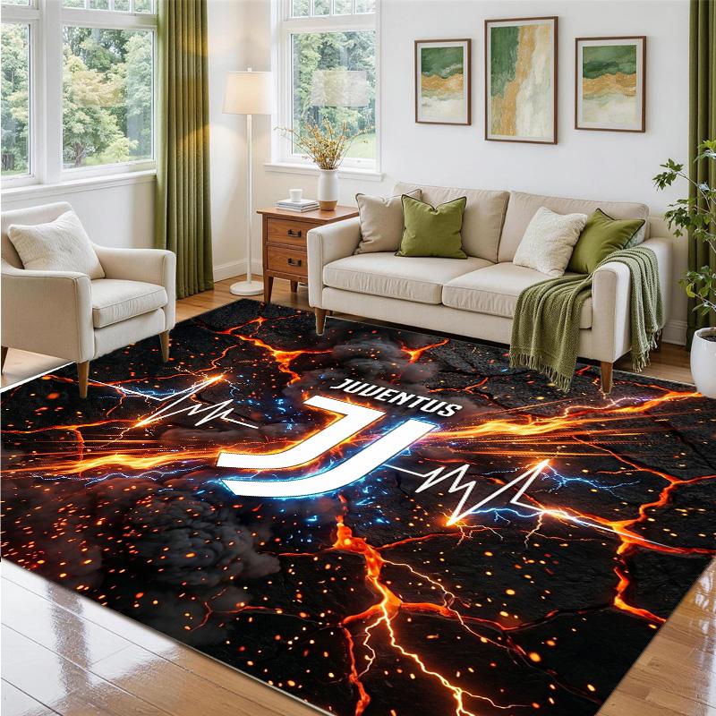 Juventus FC Design Crystal Velvet Rug Soft Decorative Mat for Bedroom Entrance