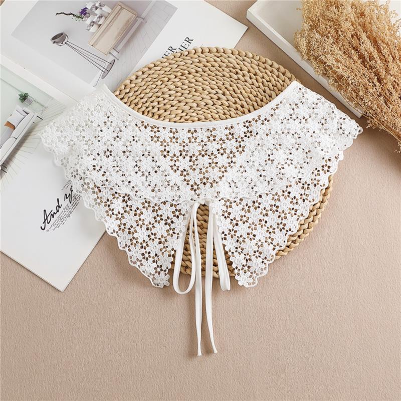 Lace Fake Collar Women Detachable Collars For Women False Collar Embroidery Floral Lolita Lapel Half Shirt Shawl Wrap Decoration