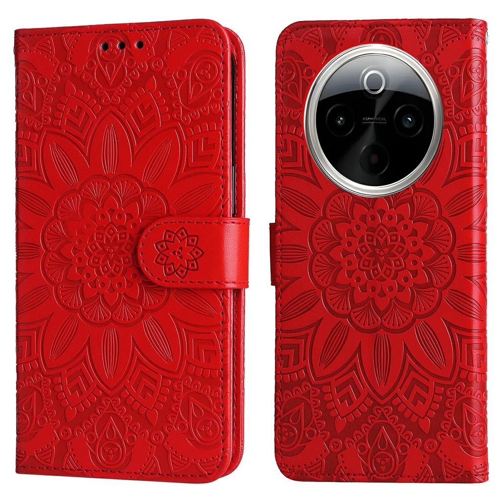 For vivo Y300 Pro 5G Case Sunflower Imprint Leather Wallet Phone Cover