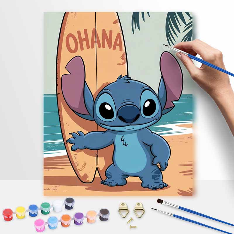 Disney Stitch Surfing Theme Digital Oil Painting Art Kit DIY Handmade Home Decoration Gift