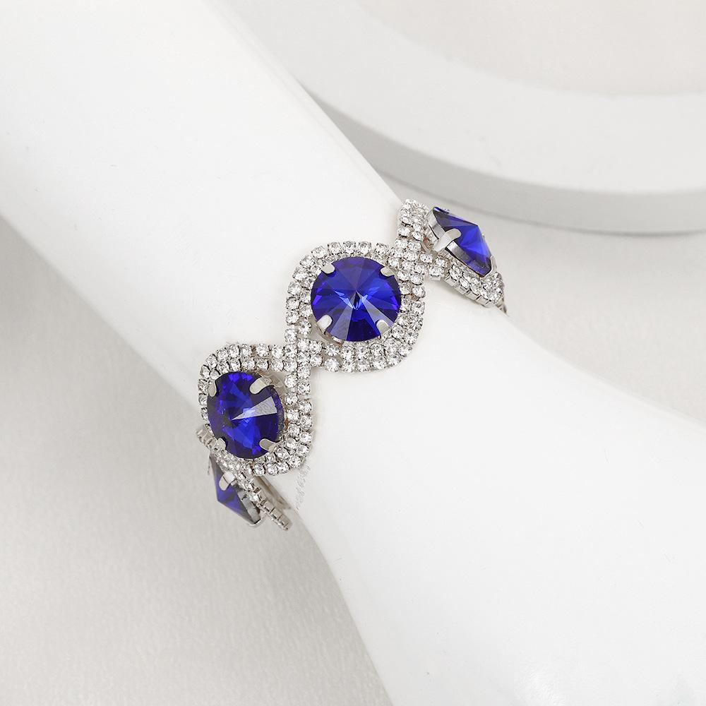 Wind Red, White, Blue And Black Crystal Bracelet, Super Flash Full Diamond Luxury Bracelet Women, Shiny Rhinestone Bracelet Hand Jewelry