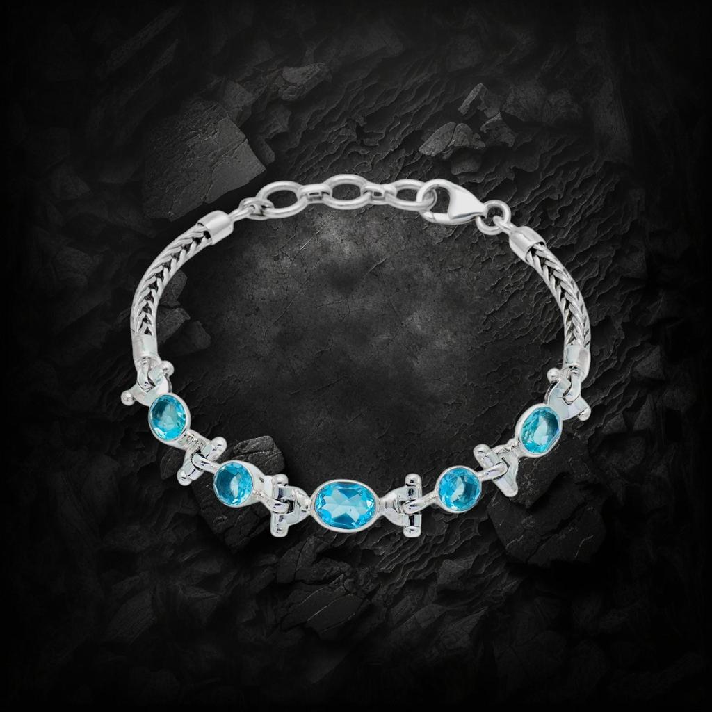 Blue Topaz Bracelet: Adjustable Sterling Silver Gemstone Jewelry