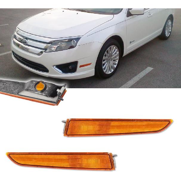 Smoked Lens White Led Front Bumper Side Signal Parking Marker Light Lamps For 2010 2011 2012 Ford Fusion,1 pair Amber Lens Housing