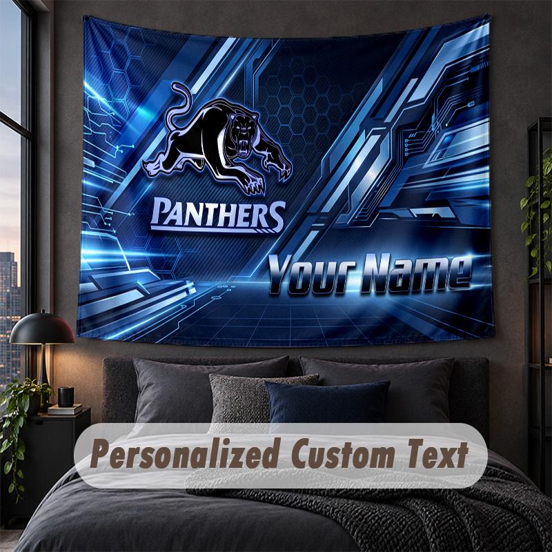 Custom Name Text Tapestry,Penrith Panthers Decorative Wall Hanging, Background Tapestry For Home Bedroom