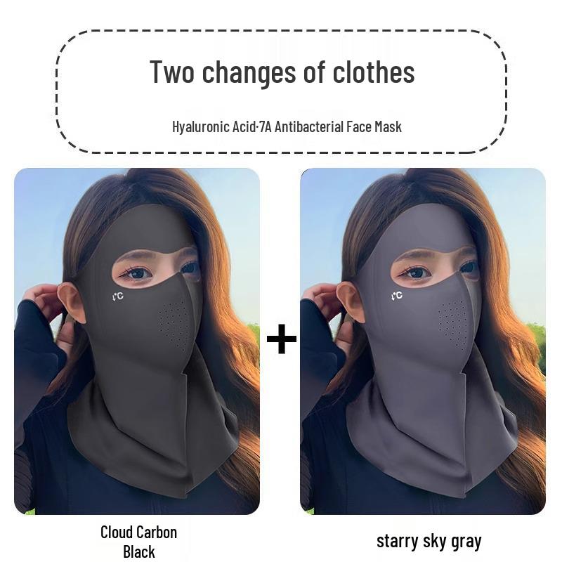 Seamless 3D Full-Face Sunscreen Mask with Summer Ice Silk and Integrated UV Protection for Women