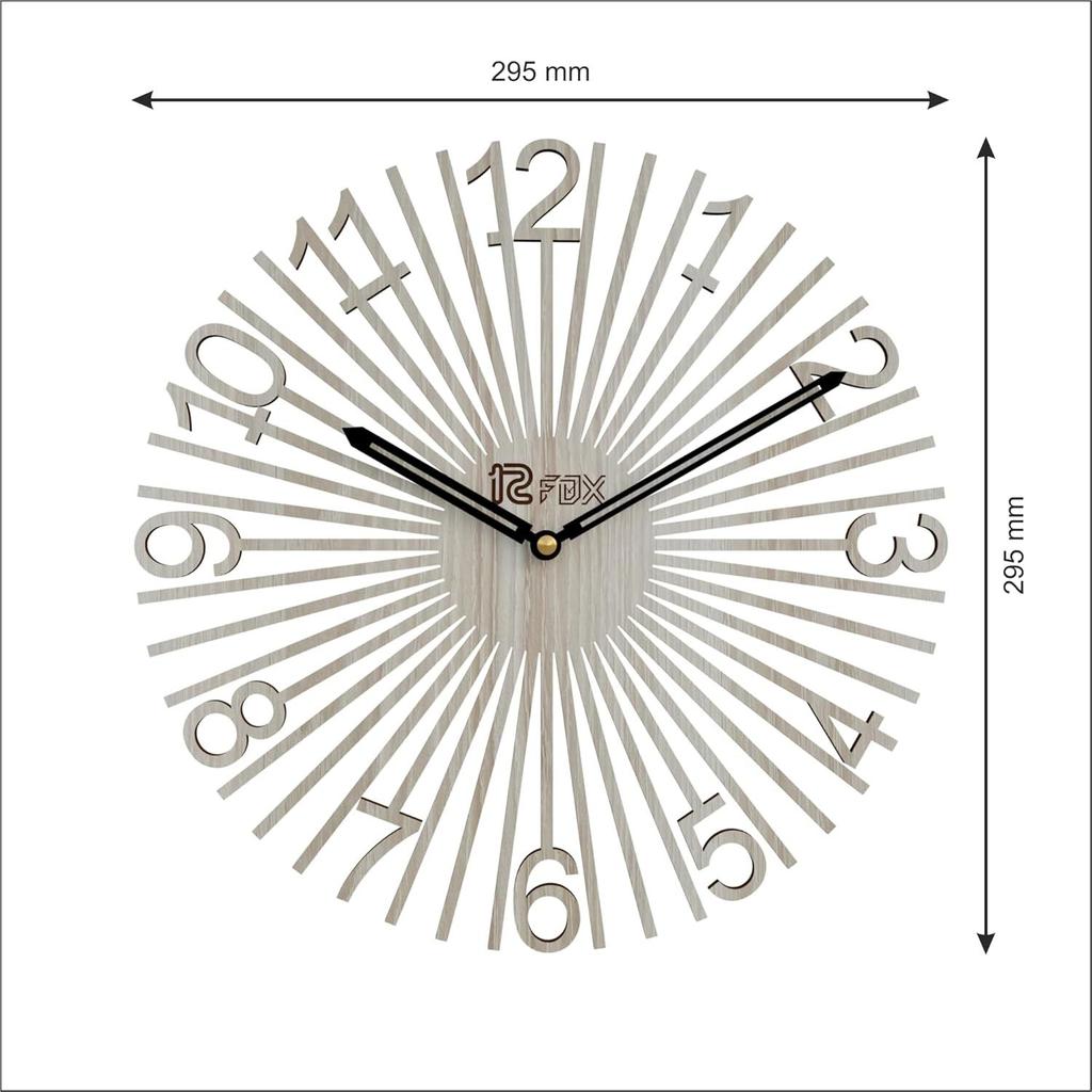 Star Design 12 Inch Handcrafted Stylish Elegant Analog Wooden Wall Clock for Living Room Hall Bedroom Office Gifting White Beech Wood
