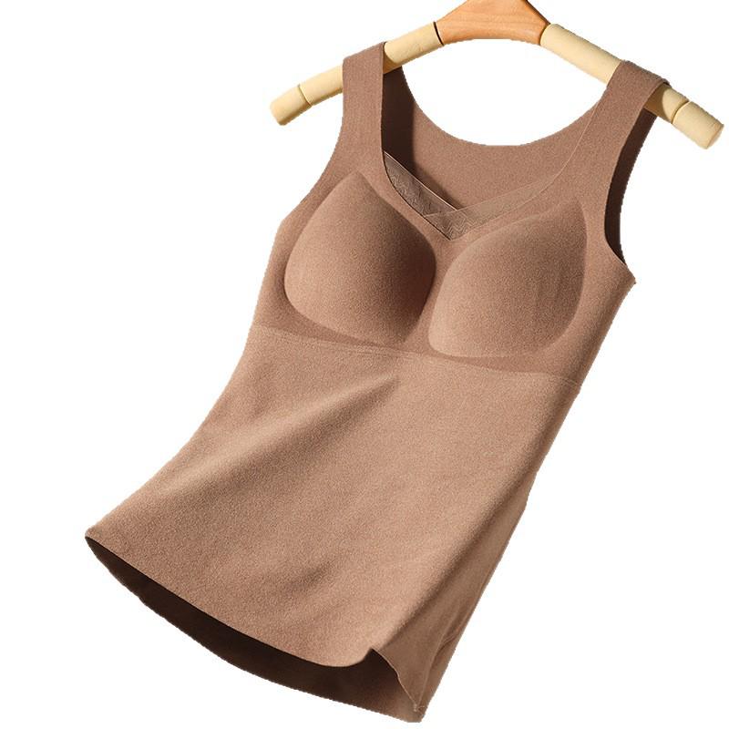 Women's Seamless Thermal Mesh Vest with Built-in Bra