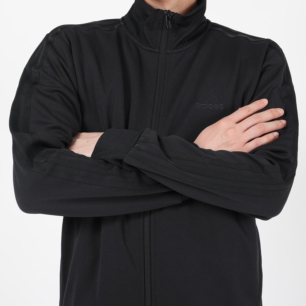 Adidas Regular Fit Double Knit Track Top BXF58 Size S Men's 3-Stripes Black/Black (IK7330)