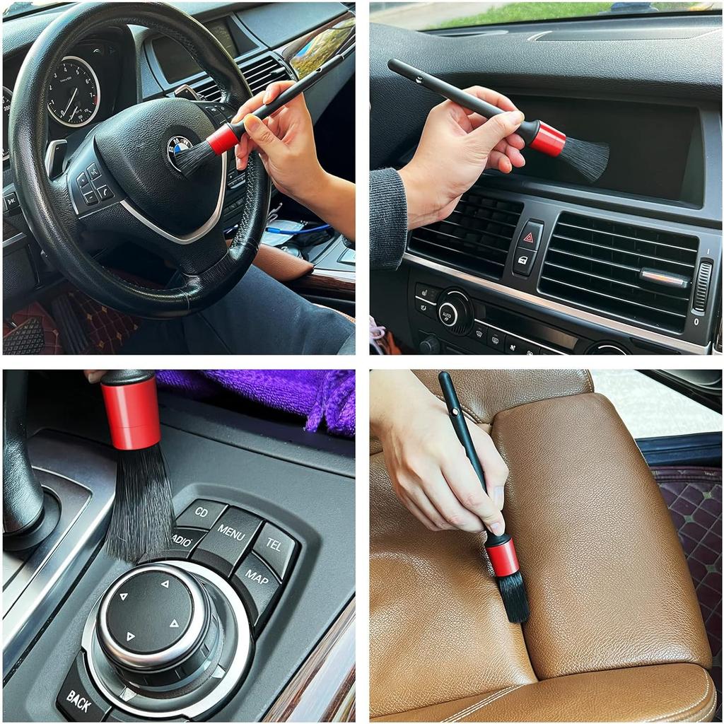 10Pcs Auto Car Detailing Brush Set Car Interior Cleaning Kit Includes 5 Boar Hair Detail Brush,3 Wire Brush, 2 Air Vent Brush For Cleaning Car