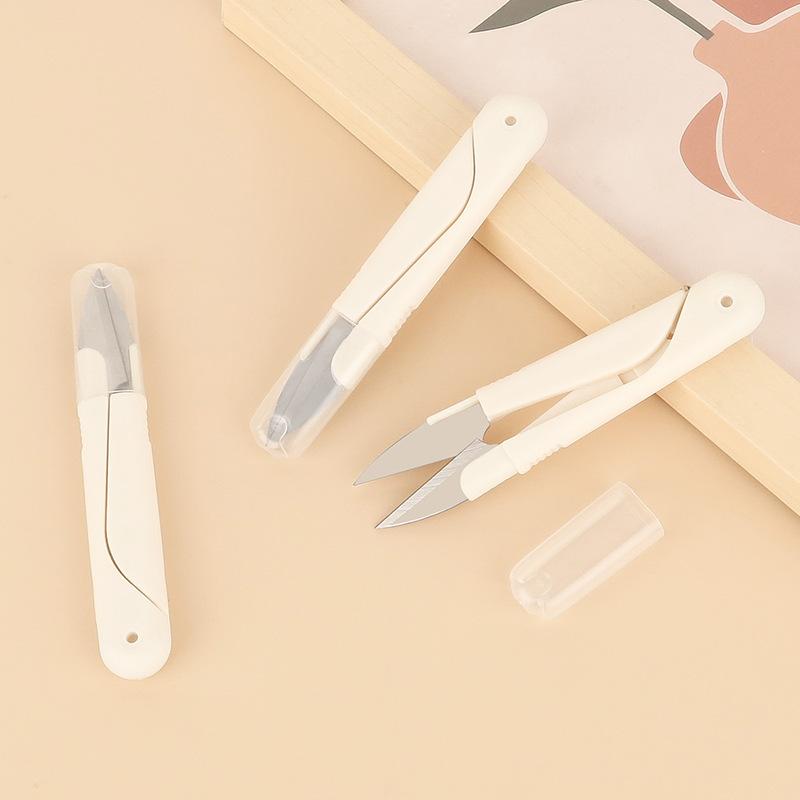 3pc U Shape Thread Snips Set with Protective Caps Household Sewing Scissors for Precise Thread Cutting and Fabric Trimming