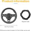 Car Steering Wheel Cover, 15 Inch Carbon Fiber Microfiber PU Leather Elastic Steering Wheel Protector For Men Women, Anti-Slip Breathable Car