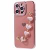 For iPhone 13 Pro Case Electroplating Edge Heart Pattern TPU Phone Cover with Strap