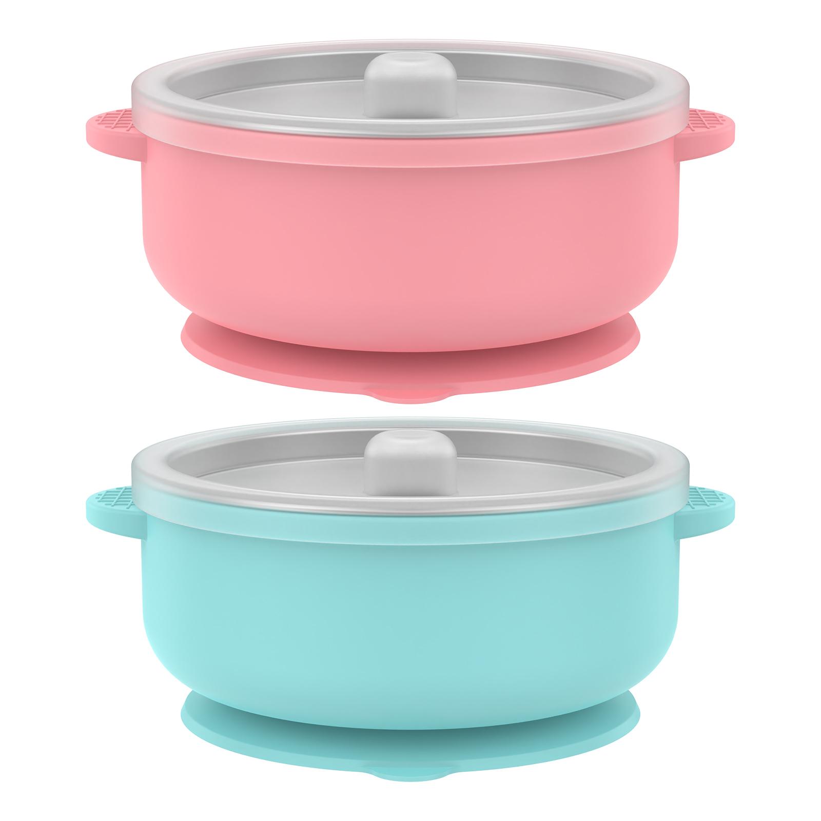

Silicone Sucker Bowl With Detachable Stainless Steel Bowl Baby Feeding Tableware for Infant and Baby Learning To Eat Baby Supply