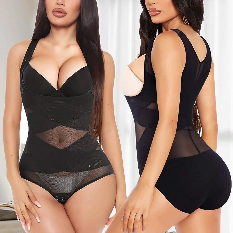 Womens Thin Breathable Mesh One Piece Full Body Shapewear Tummy Control Butt Lift