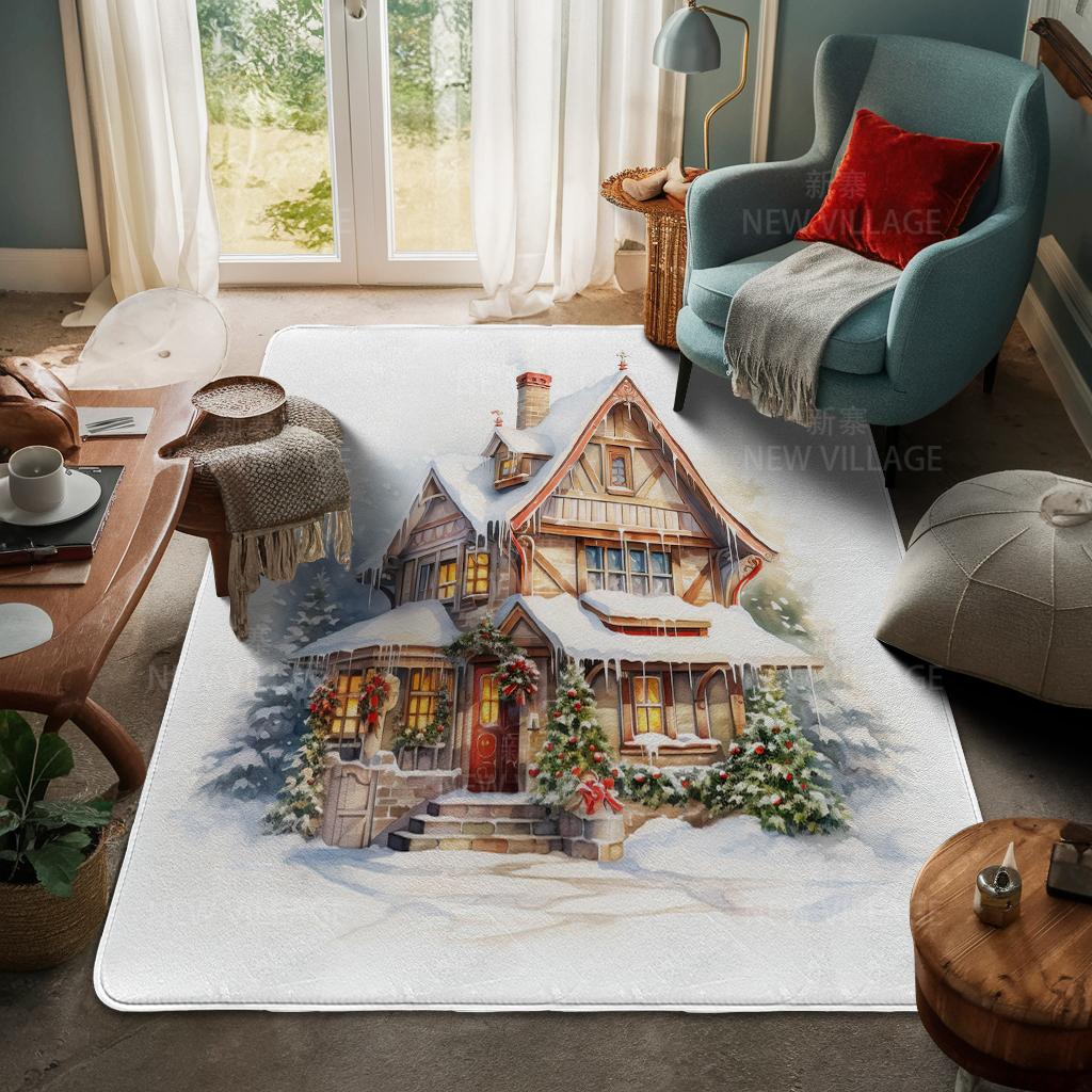 House Entrance Carpet Home Door Mat Living Room Bath Foot Bathroom Non-slip Water Absorption Rugs Bath Merry Christmas Winter