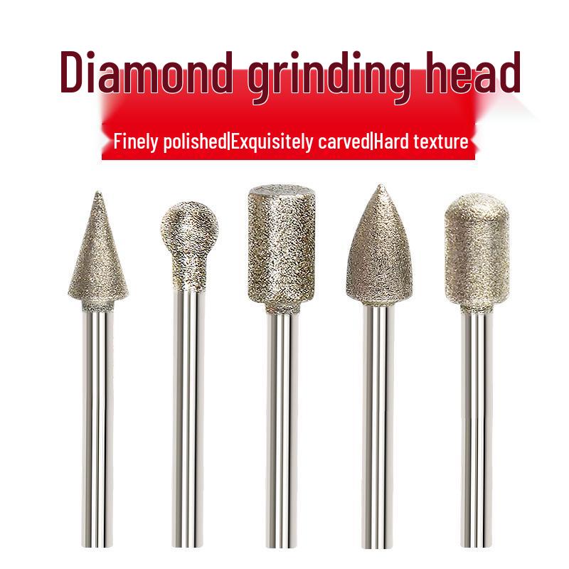 Emery Grinding Head for Metal and Jade Polishing, 3MM Electric Carving Tool.