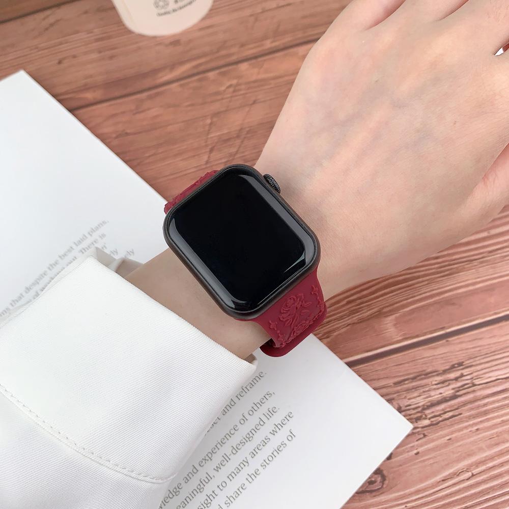 Engraved Strap for Apple watch band 45mm 44mm 42mm 49mm 40mm 41mm Silicone Bracelet Correa iWatch Series 8 9 7 6 5 4 3 Ultra SE