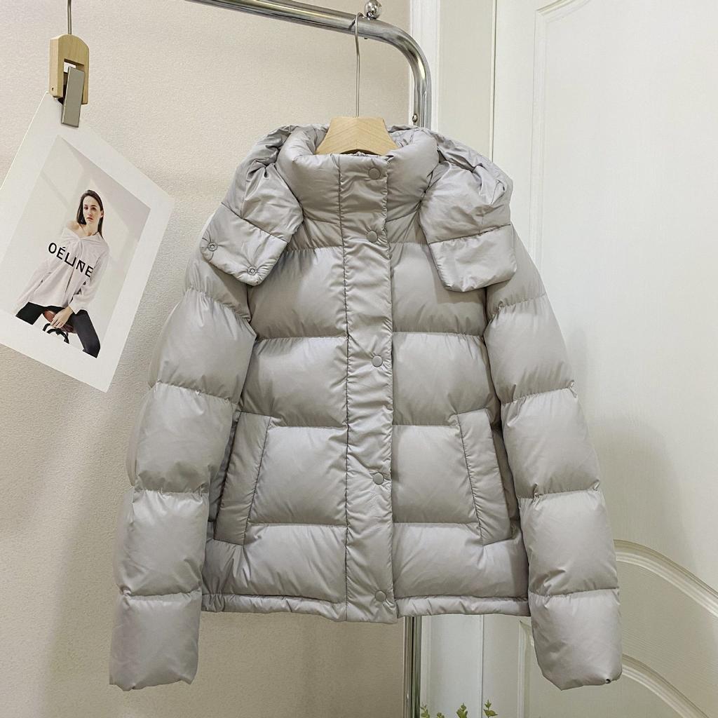 White Duck Down Short Down Jacket Women's Winter New Hooded Thickened Waist Five-grid Coat