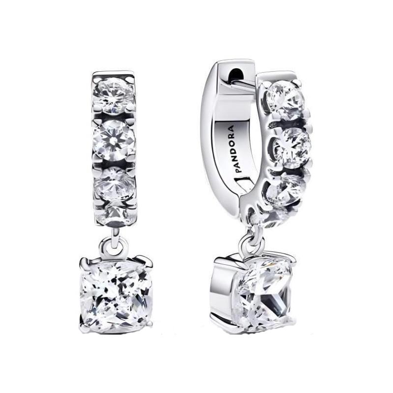 Pandora PAVÉ pavé solid color design 925 silver earrings women s silver 293547C01
